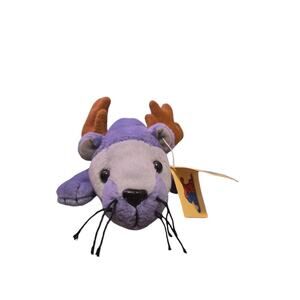 Paw Pals Reindeer Pocket 1999 Purple Antlers Bean Bag Plush